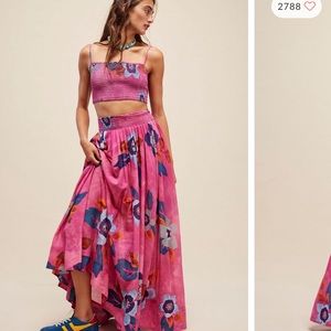 Free People Lucia Printed Set in Strawberry combo size small
